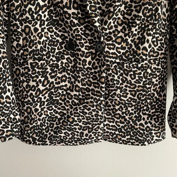 Express Women XS Leopard Print Knit Modern Long Sleeve Longline Boyfriend Blazer - Picture 4 of 12